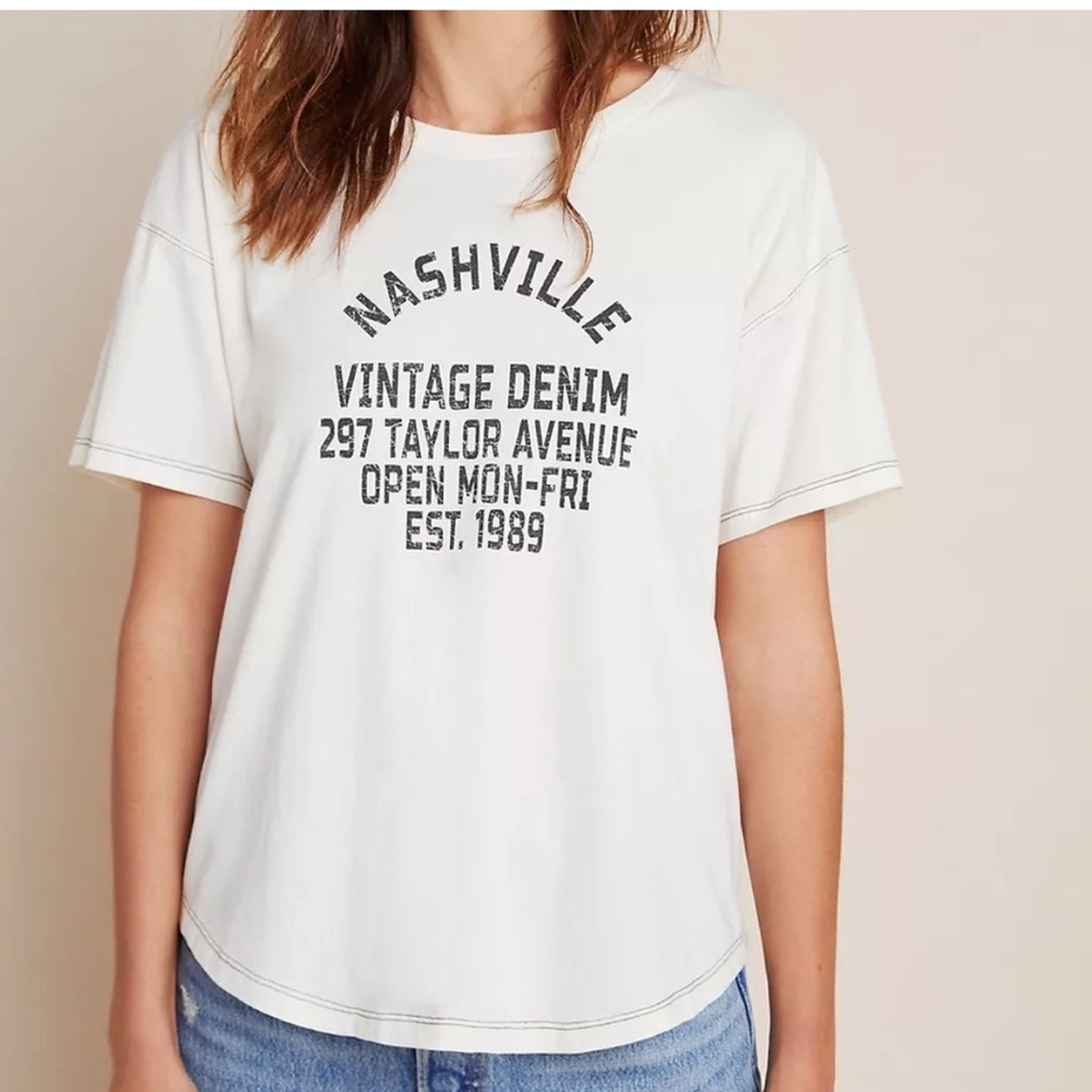 Anthropologie | Women Top | Nashville Vintage Denim Oversized Tee Shirt | Size S